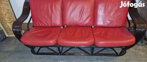 Ligna Bambusz 3-as valódi bőr kanapé.