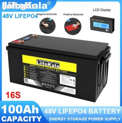 Liitokala 48V-os Lifepo4 Munka Akkumulátor 100Ah  LCD (5838)