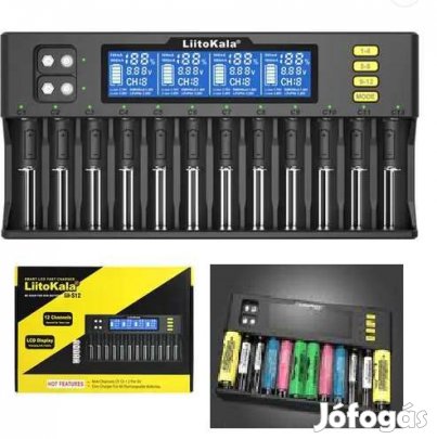 Liitokala Lii S12 Akkumulátor töltő 12 akku töltéséhez  (4997)