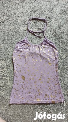 Lila arany mintás nyakba kötős top, felső