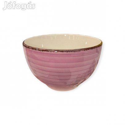 Lila-bézs kerámia leveses tál barna szegéllyel 850 ml