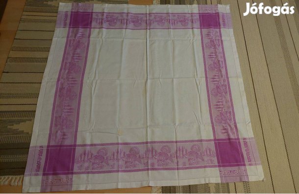 Lila mintás damaszt abrosz, azsúrozott széllel1,22 x 1,27
