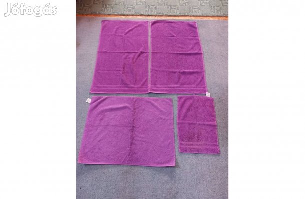 Lila szett: 2 db törölköző 90 x 50 cm, kéztörlő, kádkilépő - Új