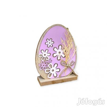 Lila tojás húsvéti fa dísz szárított virágokkal 14 cm