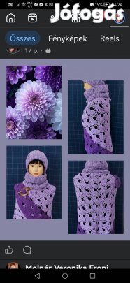 Lila varázslat szett, kézzel horgolt. 