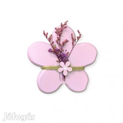 Lila virág húsvéti fa asztaldísz szárított virágokkal 12 cm