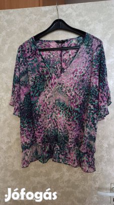 Lila zöld mintás muszlin blúz extra nagy méretű 50-es