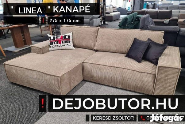 Linea rugós sarok kanapé ülőgarnitúra 275x175 cm ágyazható krém vaj