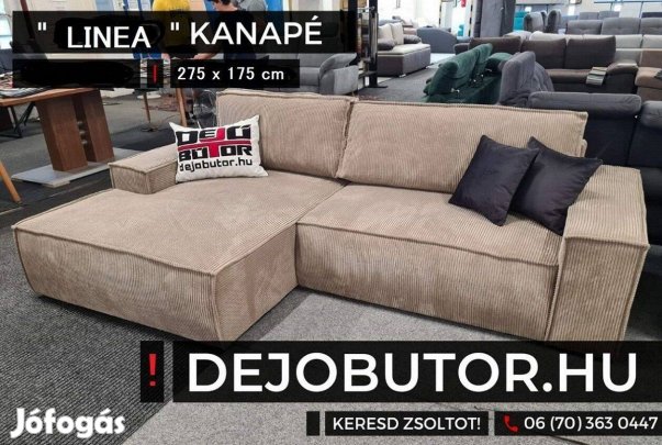 Linea sarok kanapé ülőgarnitúra 275x175 cm ágyazható natúr bútor