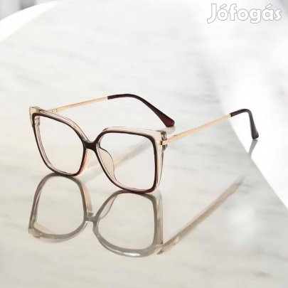 Linett barna cica fazonú divat szemüveg