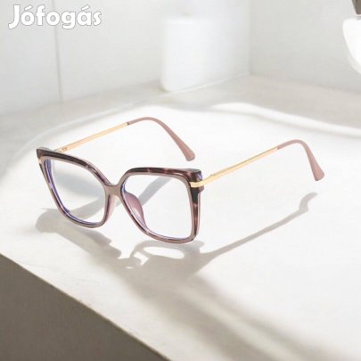 Linett bézs cica fazonú divat szemüveg