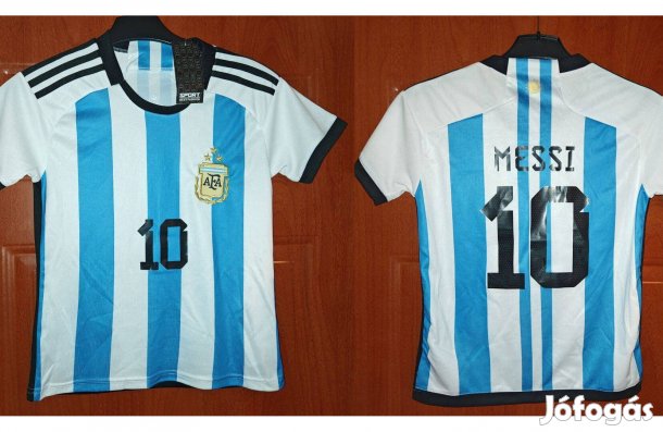 Lionel Messi Argentin válogatott szurkolói kék fehér gyerek mez (140)
