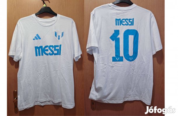 Lionel Messi eredeti fehér adidas póló (XL)