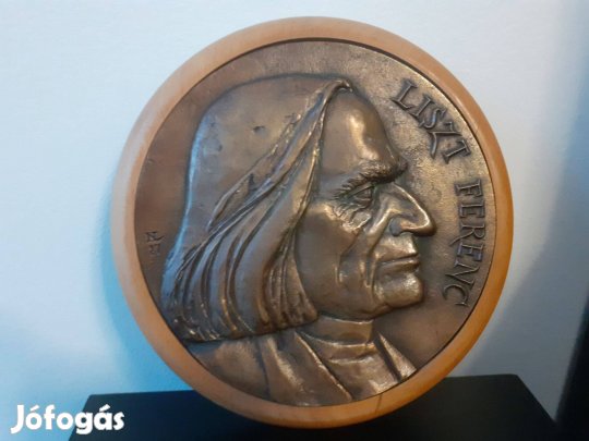 Liszt Ferenc bronz arckép fa tartókeretben
