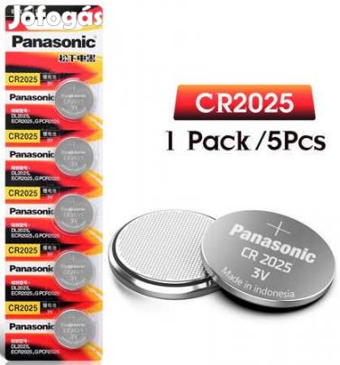 Lithium CR2025 - Panasonic  Gombelem 5 db-os csomag  (2861)