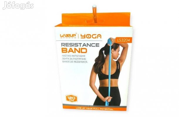 Liveup jóga szalag türkizkék 120x15 cm, közepes erősségű fitnesz sza