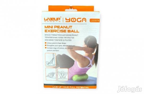 Liveup mogyoró alakú gimnasztikai labda 12×28 cm hátizomerősítő jóga