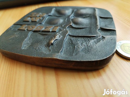 Lodzi 550 éves 1973-as kiadású Lengyel bronz emlékérem ritka