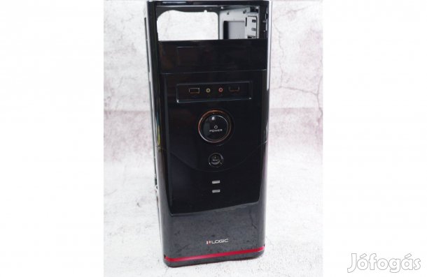 Logic fekete piros számítógép ház nagy gombbal