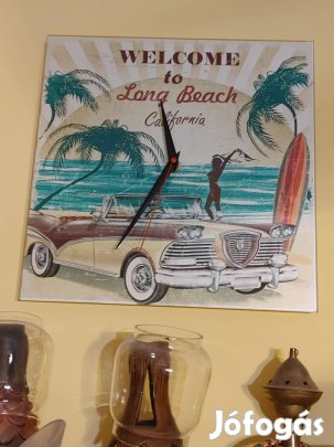 Long Beach California üveg számlapos old timer falióra quarc