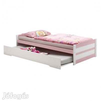 Lorena gyerek heverő vendégággyal 90 x 200 (rózsa-fehér) 5083