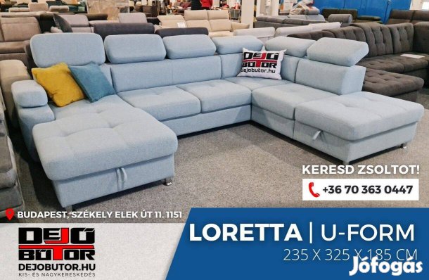 Loretta sarok kanapé bútor ülőgarnitúra 235x325x185 cm ualak kék