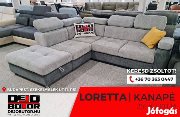 Loretta sarok prémium kanapé ülőgarnitúra 255x230 cm grey