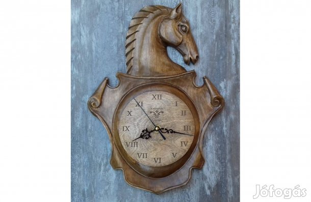 Lovasóra lóóra fafaragás faóra falióra ajándéktárgyak lovastermékek lo