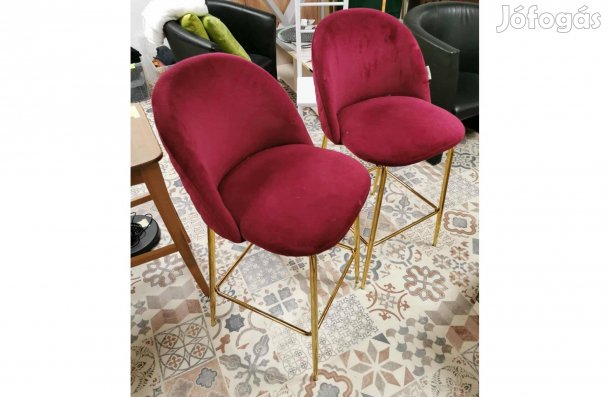 Luca Bessoni 2db bordó plüssbársony bárszék