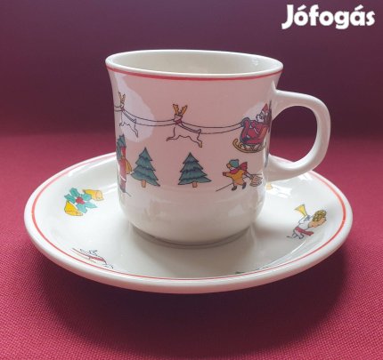 Lugiano karácsonyi mintás porcelán teás kávés szett csésze csészealj t
