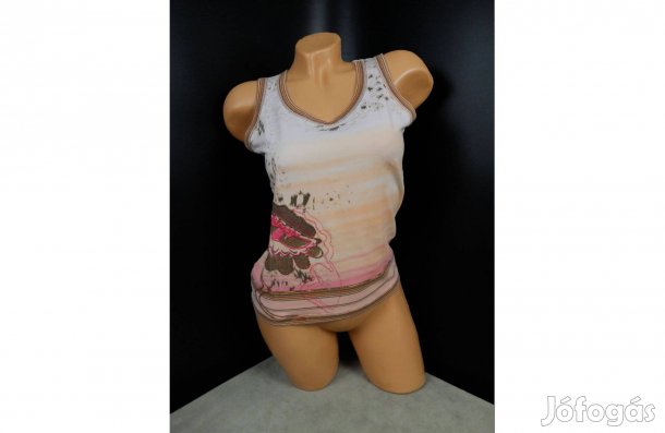 Luisa Cerano rózsaszín ujjatlan virág mintás női felső top