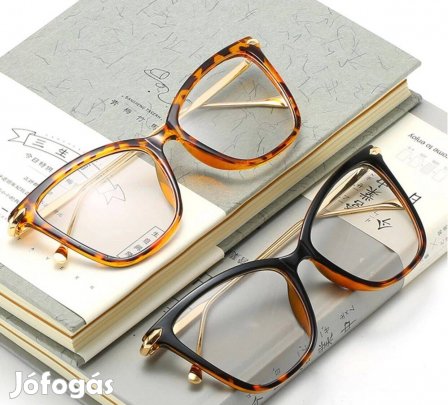 Luna fém díszes alul leopárd mintás cica fazonú divat szemüveg