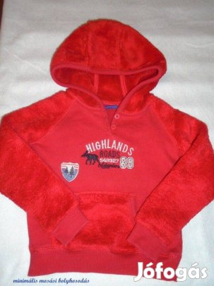 Lupilu kapucnis puha piros színű pulóver 12-24 hó (méret 86 / 92)