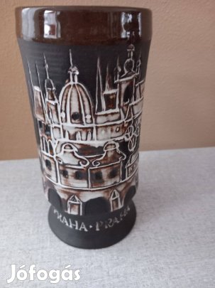 Luria Vilma jelzéssel kerámia sörös korsó Iparművész