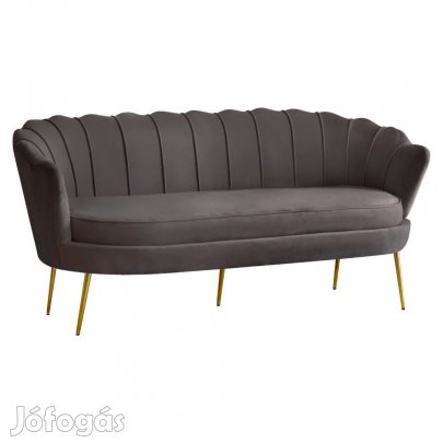 Luxus kanapé, 3 személyes, szürkésbarna Velvet szövet/arany, Art-deco