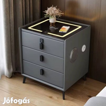 Luxus okos éjjeliszekrény széf funkcióval vezeték nélküli töltés + h