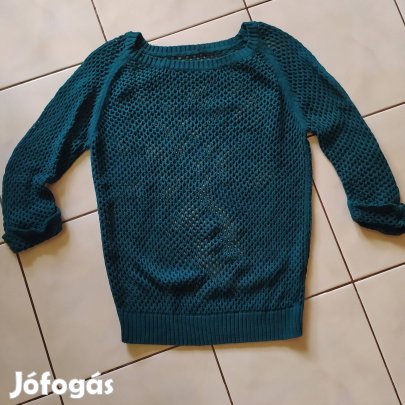 Lyukacsos zöld női pulóver S