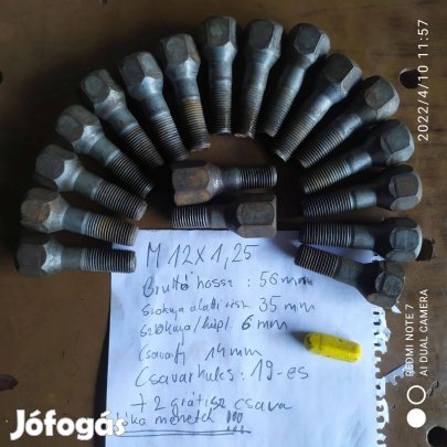 M12X1,25 autó kerék-csavarok