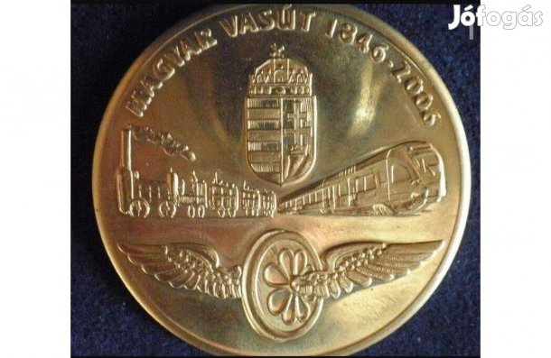 MÁV Aranyozott Fém Emlékérem, díszdobozban, Érden
