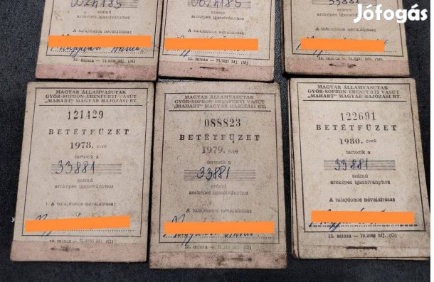 MÁV Magyar államvasutak betétfüzet 1963-1980