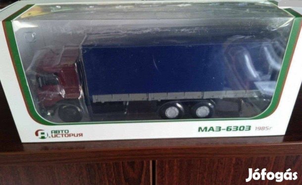 MAZ 6303 hosszu platos "Autoistoria" kisauto modell 1/43 Eladó
