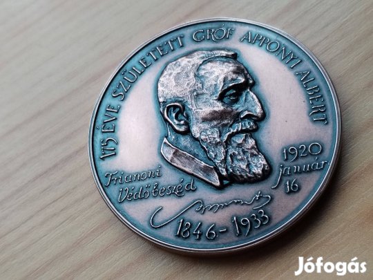 MÉE. Bronz emlékérem "Gróf Apponyi Albert"