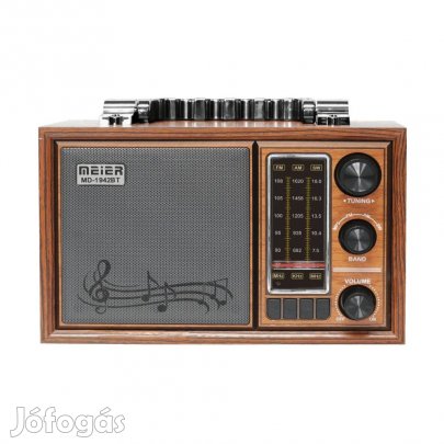 MEIER MD-1942BT HORDOZHATÓ RETRO RÁDIÓ, BEÉPÍTETT AKKUMULÁTOR, BLUETO