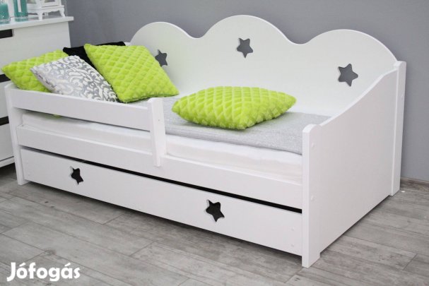 MIKI Fa Új Kiságy Gyerek Ágy Keret Borovi Fenyőfa Leesés Gátlóval