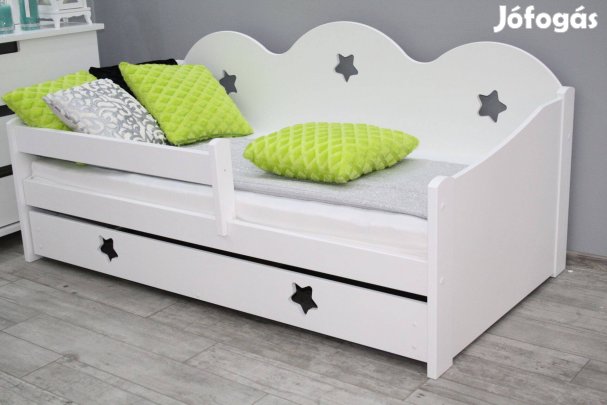 MIKI Fa Új Kiságy Gyerek Ágy Keret Borovi Fenyőfa Leesés Gátlóval