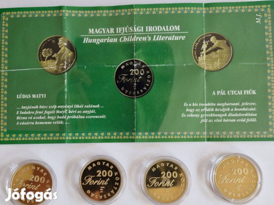 MNB Ifjúsági Irodalom 4 darabos emlékpénz sorozat eladó