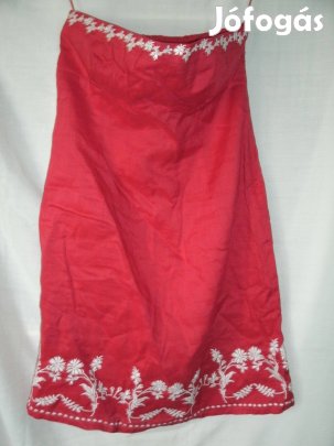 MNG Piros fehér hímzéssel tunika vagy mini ruha .Új Pánt nélküli, mell