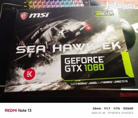 MSI Gtx 1080 Sea Hawk EK X Gyári vizesblokkos Kiváló állapot!