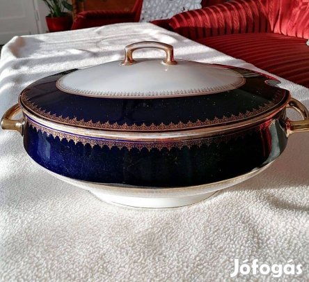 MZ Austria antik porcelán leveses tál fedővel