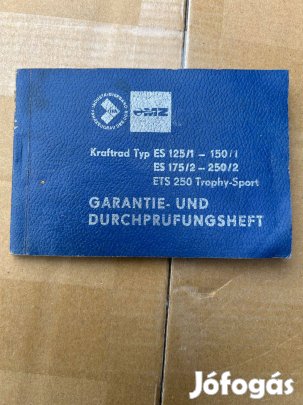 MZ ETS garancia és átvizsgálási füzet német nyelvű